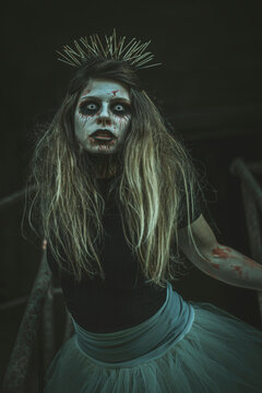 Girl With Horror Halloween Makeup