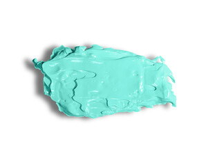 Fototapeta premium Swatch texture of light green cream with shadow isolated on a white background.