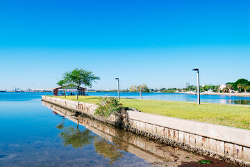 Morning of McKay Bay beach in Tampa, Florida