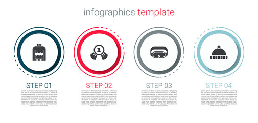 Set Christmas sweater, Medal, Ski goggles and Winter hat. Business infographic template. Vector