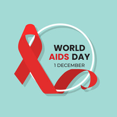 World Aids Day, 1st December, Aids Awareness.Red ribbon.Vector illustration