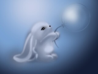 Rabbit  and balloon 