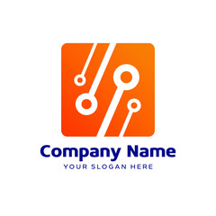 Technology logo, computer and data related business, hi-tech and innovative link network
