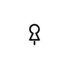 Simple Icon Pin Key Vector Illustration Design. Outline Style, Black Solid Color.