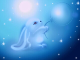 Obraz na płótnie Canvas Rabbit on a moonlit night