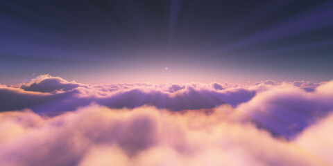 Obraz premium above clouds sunrise sun ray illustration