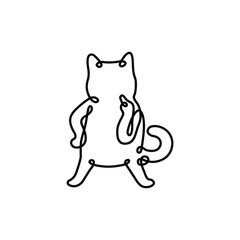 Continuous One Line Drawing Of Standing Cat Showing Fuck You Symbol Vector Illustration