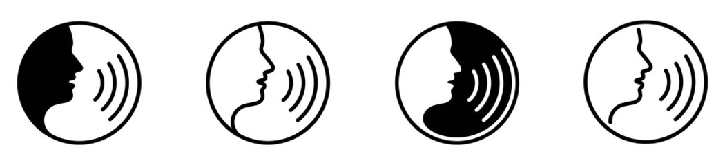 Voice command icon with sound waves, vector illustration