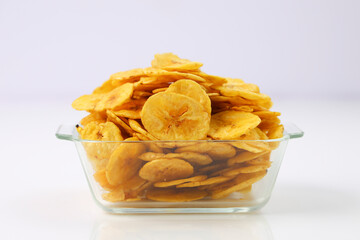 Dried banana chips or banana waffers