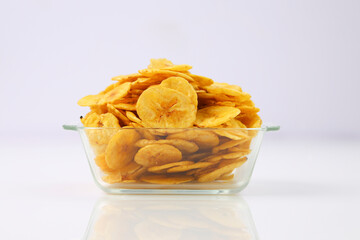 Dried banana chips or banana waffers