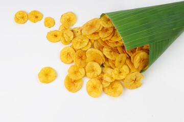 Dried banana chips or banana waffers © AALA_IMAGES