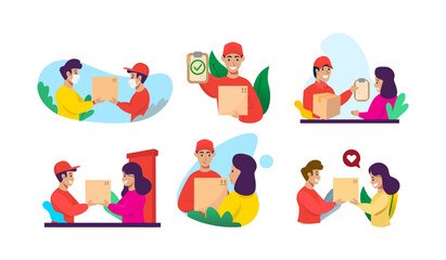 Set of e-commerce delivery services concept flat design