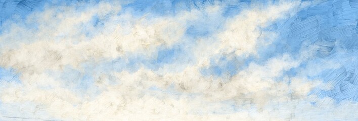 Oil paintings landscape, blue sky background. Fine art.