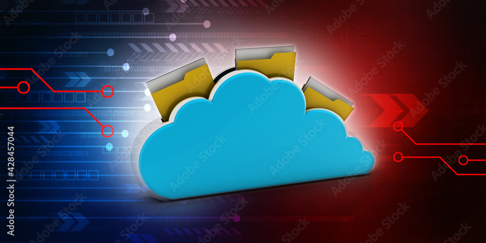 Poster 3d rendering cloud folder