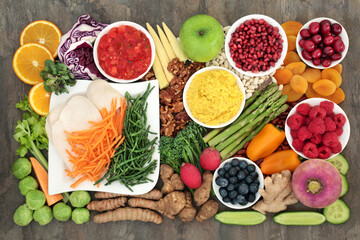 Low cholesterol health food for a healthy heart with omega 3, protein, antioxidants, anthocyanins, minerals, vitamins, dietary fibre, lycopene and smart carbs. Healthcare for cardiovascular system.