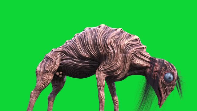 Quadrupedal Monster Green Screen Eats Side SCP Big Charlie 3D Animation 4K
