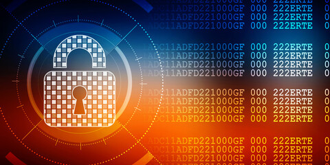 2d illustration Safety concept: Closed Padlock on digital background
