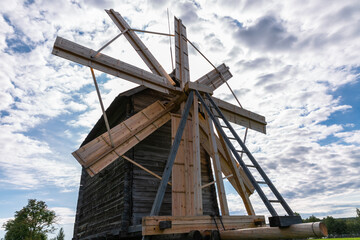 Wooden  windmill on Kizhi Island, Russia