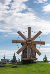 Wooden  windmill on Kizhi Island, Russia