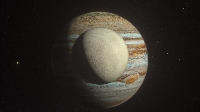 Planet Jupiter Moon Europa Animated Background Space Universe 3D Rendering Animation
