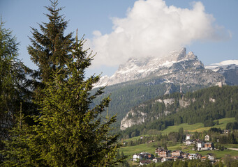Alpine landscape of the Monte Cristallo mountain in the Italian Dolomites, province of Belluno
