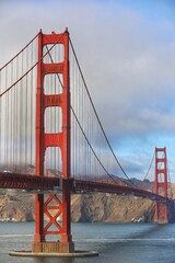 beautiful portrait of Golden Gate Bridge at dawn time in San Francisco, California, USA