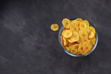Dried banana chips or banana waffers