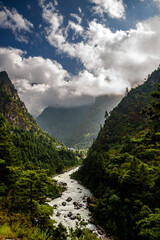 Mountain river in the Himalayas along Mount Everest Base Camp Trek