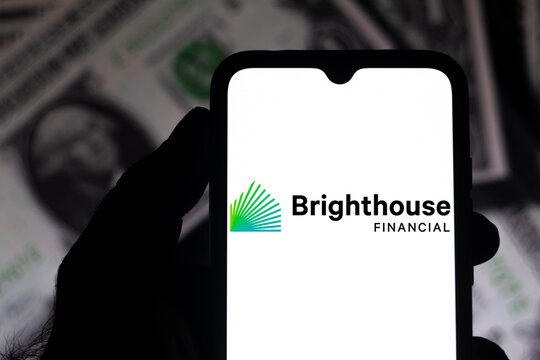 April 17, 2021, Brazil. In this photo illustration the Brighthouse Financial logo seen displayed on a smartphone screen.