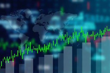2d rendering Stock market online business concept. business Graph 
