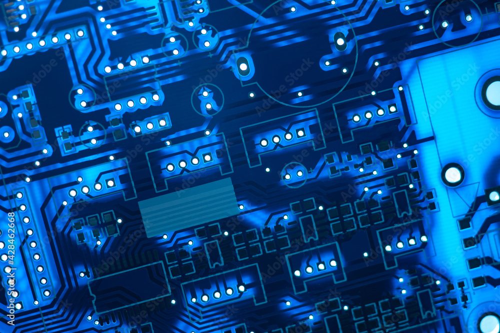 Aufkleber pcb background. background on theme of computer equipment. background with a blue tint microcircuit.