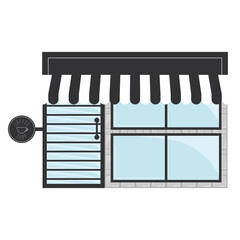 Front view of an isolated coffee shop building - Vector illustration