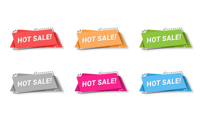 Hot Sale tag label Vector. Set of modern abstract vector banners. Sale Template shapes of different colors