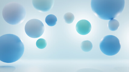 3D Render  Ball Blue color floating in the air with light and shadow ,3d illustration	