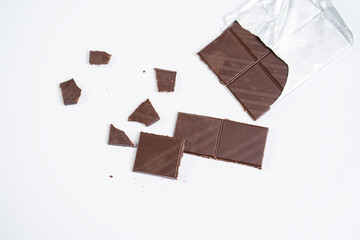 Chocolate on the white background