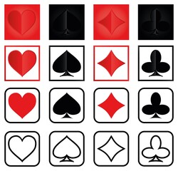 set of playing card icons diamonds clubs hearts spades vector graphics