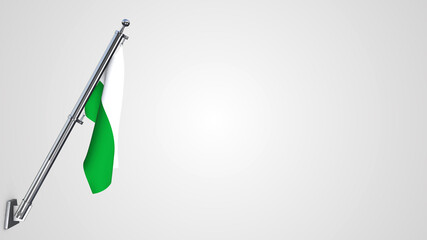 Esmeraldas 3D rendered waving flag illustration on a realistic metal flagpole. Isolated on white background with space on the right side.