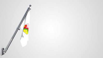 Higgins 3D rendered waving flag illustration on a realistic metal flagpole. Isolated on white background with space on the right side.