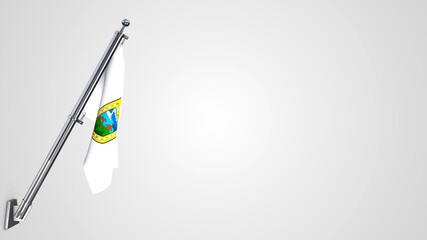 Aysen 3D rendered waving flag illustration on a realistic metal flagpole. Isolated on white background with space on the right side.