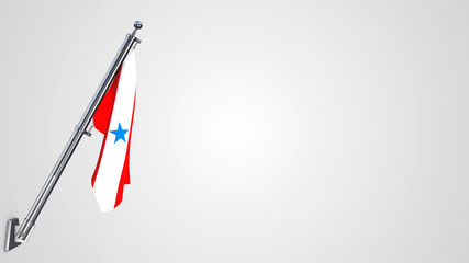 Parana 3D rendered waving flag illustration on a realistic metal flagpole. Isolated on white background with space on the right side.