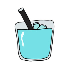 Cocktail vector doodle sketch. Hand drawn cocktail. Coloring book template. Outline doodle elements vector illustration.