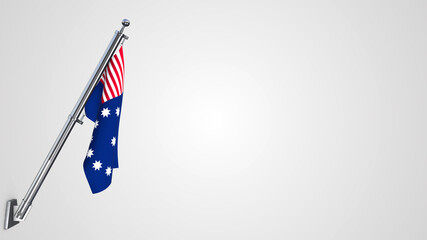 Easton Pennsylvania 3D rendered waving flag illustration on a realistic metal flagpole. Isolated on white background with space on the right side.