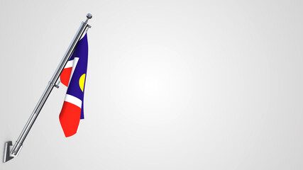 Denver Colorado 3D rendered waving flag illustration on a realistic metal flagpole. Isolated on white background with space on the right side.