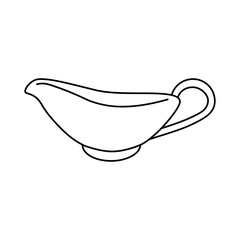 Gravy boat outline icon. Vector illustration sauce boat isolated on white background.