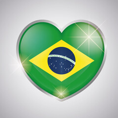 Isolated heart shape with the flag of Brazil - Vector illustration