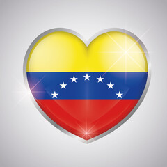 Isolated heart shape with the flag of Venezuela - Vector illustration