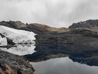 glacier with clouds