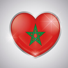Isolated heart shape with the flag of Morocco - Vector illustration