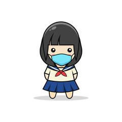 Japanese school girl kawaii illustration
