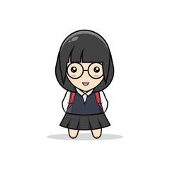 Korean school girl kawaii illustration